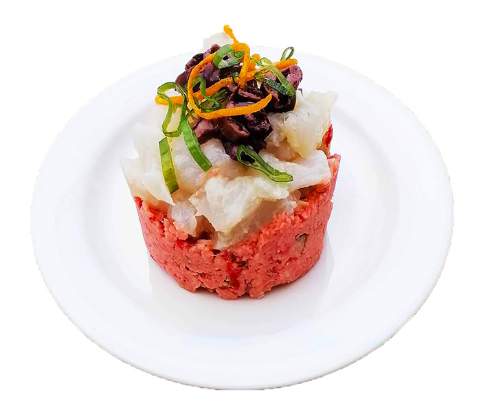 Panzanella con pomodoro e baccalà marinato