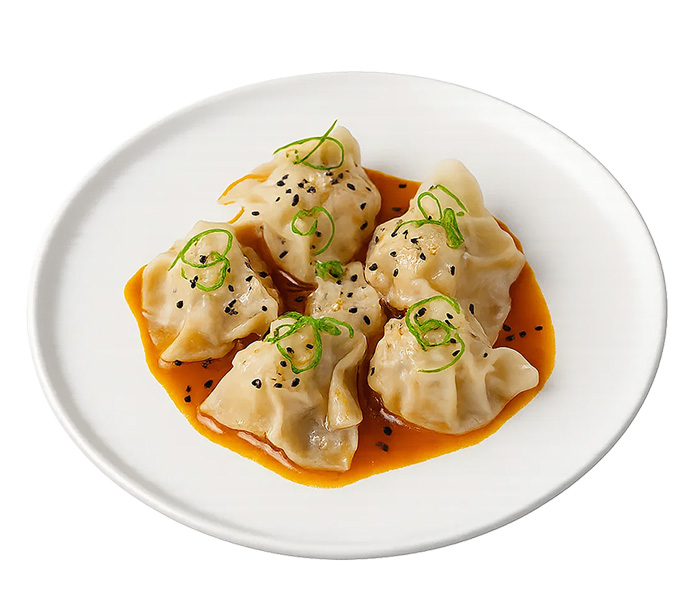 Taipei wonton con baccala, gamberi e patate su salsa alle 7 spezie piccanti giapponesi (5 pz)